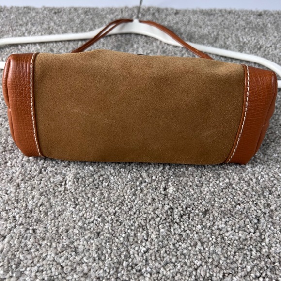 VTG PG Suede Leather Shoulder Bag Tan Brown Bow Accent Y2K Small Purse Designer - Picture 8 of 12